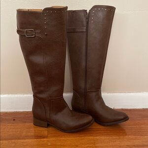 Brown Knee Leather Boots